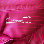 Under Armour Heatgear Pink Striped Polo L Ryder Cup 2018 Monterey Memorabilia VG
