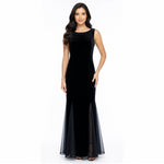 JESSICA HOWARD Womens Dress 12 Black Velvet Beaded Embroidered Maxi Evening EXC