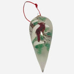 Rare Vintage Clear Glass Cardinal Christmas Ornament 4" Red Velvet Gift Box EXC