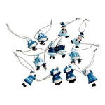Vintage Santa & Snowmen Mini Figurines Ornaments Set 12 Hand-Painted Resin 1.5"