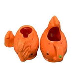 Temptations Orange Polka Dot Chicken Rooster Creamer Sugar Pot Set Ceramic VG