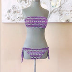 Boho Purple Multicolor Bikini Set 2-Piece Swimsuit Size S/M Cup B Polyester