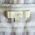 Ann Taylor LOFT Purple White Striped Cotton Utility Blouse Pockets Women Sz M VG
