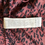 ZARA Pleated Satin Midi Skirt Black Pink Animal Print Elastic Waist Size XS