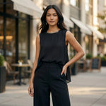 Rachel Rachel Roy Black Sleeveless Trapeze Blouse Top Metallic Chain Neck L