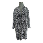 PHILOSOPHY Women Cardigan M Black White Long Blazer Open Front Ponte Knit Duster