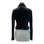 BlankNYC Anthropologie Black Velvet Moto Jacket M Zip Front Biker Crushed
