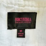 FORCYNTHIA Beachwear White Linen Cover Up M Sleeveless Hoodie Beach Tunic Top VG