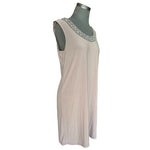 R&M Richards Women's Mocha Gray Rhinestone Neckline Sheath Dress M Sleeveless VG