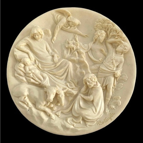 Studio Dante di Volteradici 1984 Alabaster Plate La Nativita #2 Ghiberti NIB