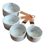 Measuring Cups Spoons Set 8 Piece Copper Handle Marble White Grey Kitchen NIB