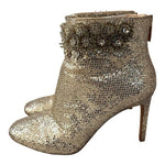 Vince Camuto IM-Lura Gold Glitter Mesh Heeled Ankle Boots Size 8.5