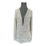 Belldini Gray Gold Lurex Knit Duster Cardigan Open Front Women M 33" VG