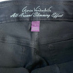 Gloria Vanderbilt Women's Pull On Slim Pants 6 Black Cotton Blend Ribbon Waist