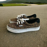VANS Leopard Print White Brown Unisex Skate Sneakers Men’s Size 5