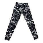 OLD NAVY Active Leggings M Black White Go Dry Sport Compression Pants Pockets VG