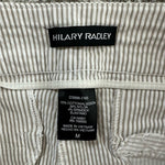 Hilary Radley Womens Pants M White Tan Striped Slim Leg Cropped Stretch Pull On