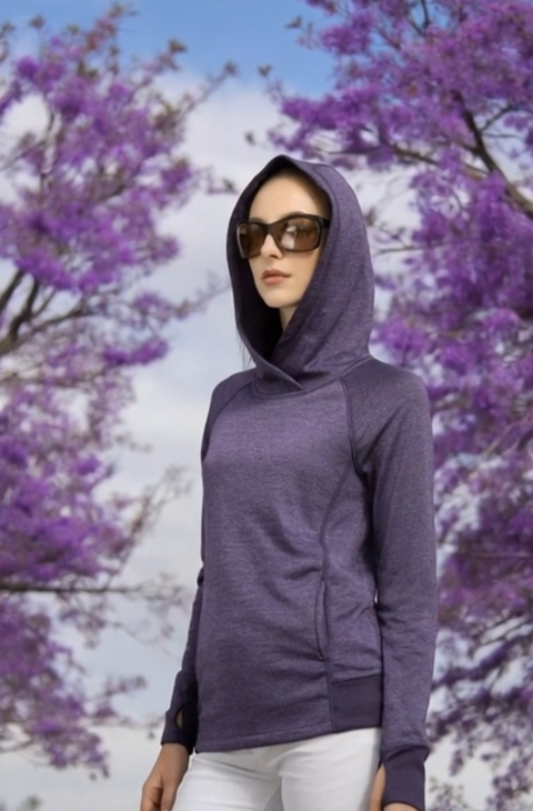 RBX Womens Hoodie Purple Athletic Shawl Neck Sweatshirt Long Sleeve Pockets EXC
