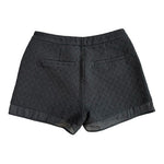 Etam Weekend Women's Black Quilted Floral Shorts 6 Ruffle Hem Cotton Blend VG