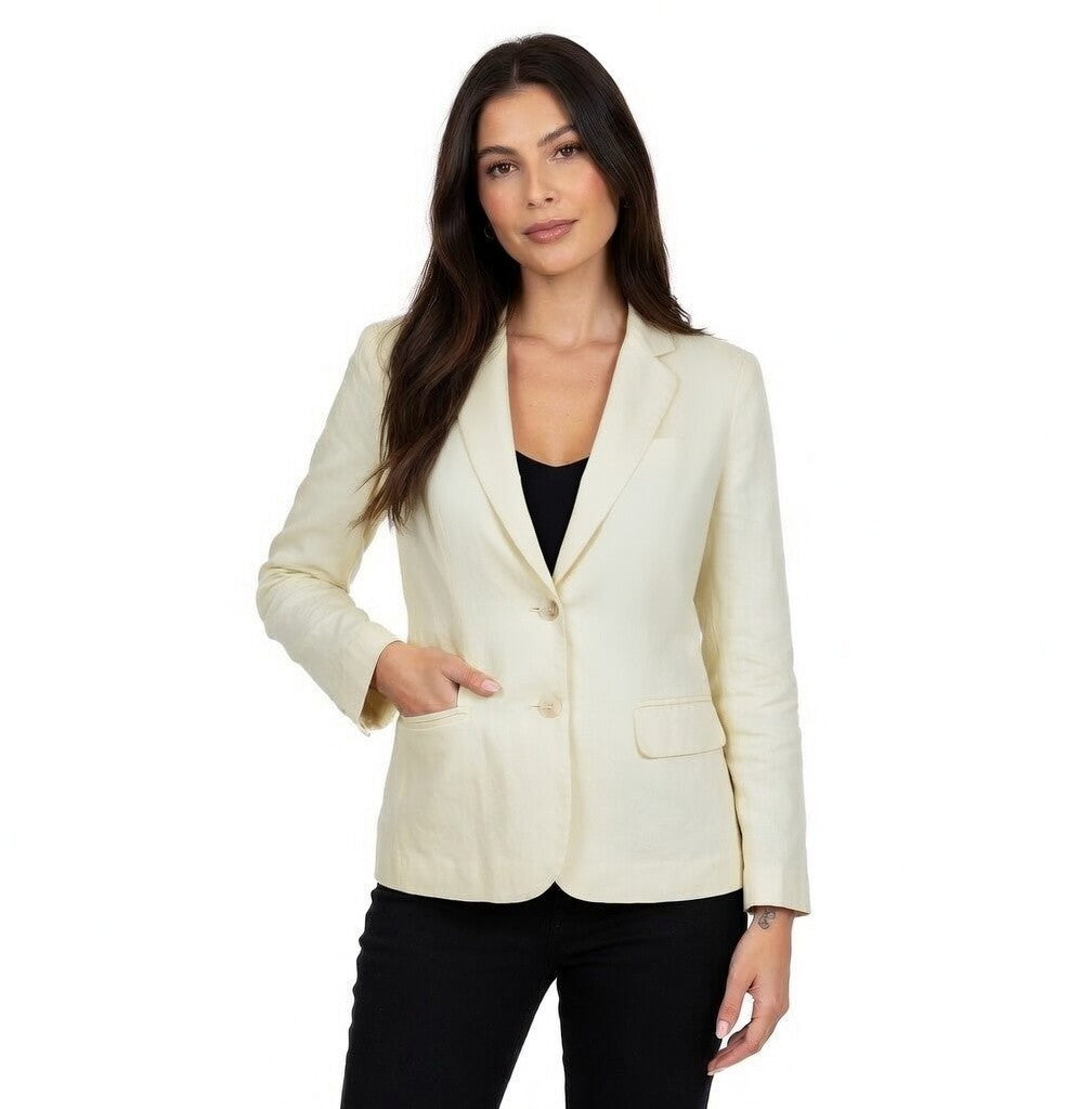 Banana Republic Yellow Linen Cotton Women's Dress Jacket Blazer 6 Excellent
