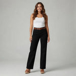 OLD NAVY Womens Pants 12 Black Classic Fit Straight Leg Cotton Blend Trousers VG