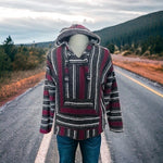 Mexican Baja Rainbow Rug Hoodie L Unisex Hippy Poncho Surf Sweater NWOT
