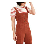 Urban Outfitters Womens Jumpsuit S Burnt Orange Corduroy Sleeveless Button Front