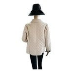 VAN HEUSEN Womens Beige Quilted Puffer Jacket Size M Button Front Lightweight VG
