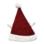 Santa Hat Pompon Christmas Hat 17" Red Black White Polyester Adults Kids NWT