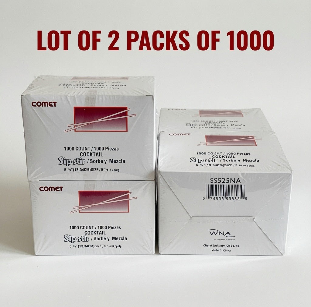 Comet Sip Stir Cocktail Straws 5.25in Lot of 2 Boxes 2000ct New