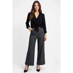 White House Black Market Contour Tweed Wide Leg Pants 10R Black Gray Lined EXC