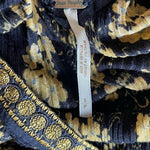 FREE PEOPLE Women's Floral Sheer Loose Fit Top Navy Yellow Black Rayon Size S