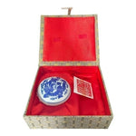 Vintage Chinese Porcelain Red Ink Set Fabric Box Unused Asian Collectible Art