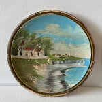 2 Antique Hand Painted Landscape Souvenir Plates Scenic Art Collectible Decor