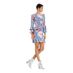 JILL Jill Stuart Floral Bell Sleeve Ruffled Sheath Dress Size L NWT