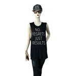 CHIN UP Apparel Womens Tank Top XL Black White NO REGRETS JUST RESULTS Workout