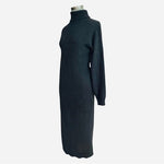 SAKS FIFTH AVENUE Black Turtleneck Bodycon Midi Dress Long Sleeve Size XS NWT