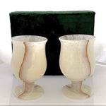 Vintage Onyx Stone Wine Glasses 2x5" Natural Stone Set Collectible NIB