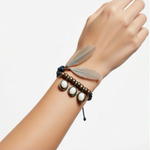 Bohemian Feather Charms Beaded Bracelet Adjustable Strap One Size