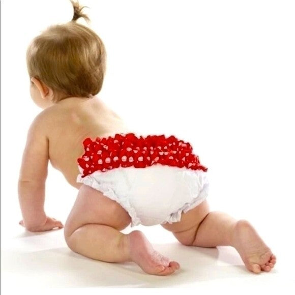Mud Pie Christmas Bloomers Diaper Cover Red White Polka Dot 3-6 Months NWT