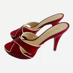 Prada Vitello Raspberry Beige Leather Platform Peep Toe High Heel Sandals Sz 36