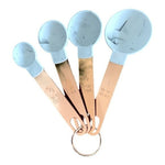 Measuring Cups Spoons Set 8 Piece Copper Handle Marble White Grey Kitchen NIB