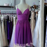 David’s Bridal Purple Sheer Fit & Flare Bridesmaid Dress Straps Size 0