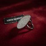 Dyrberg Kern Oversized Crystal Oval Cocktail Ring Sz 7 Norway EU Retail $180 NWT