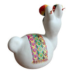 Vintage Hand Crafted Ceramic Llama Coin Bank Peru Souvenir Figurine White G+