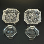 Art Deco Crystal Ashtrays Pair 3" Lead Accents Vintage 1930s Style Set of 2