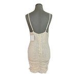 Just Quella Sequin Sparkle Mini Dress S Beige Backless Ruffle Spaghetti NWT