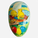 Vintage Large Paper Mache Easter Egg Candy Container West Germany Chickens Boat