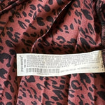 ZARA Pleated Satin Midi Skirt Black Pink Animal Print Elastic Waist Size XS