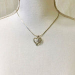 Silver 925 Heart Crystal Pendant Necklace White Stone Chain Womens Jewelry VG